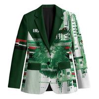 Custom Iraq Football Blazer Modern Glitch Art Style Lion Symbolism