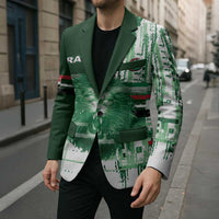 Custom Iraq Football Blazer Modern Glitch Art Style Lion Symbolism