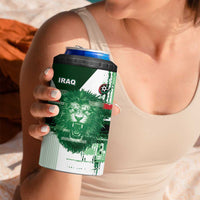 Custom Iraq Football 4 in 1 Can Cooler Tumbler Modern Glitch Art Style Lion Symbolism