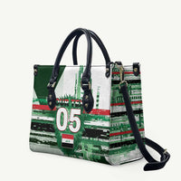 Custom Iraq Football Leather Bag Modern Glitch Art Style Lion Symbolism
