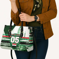 Custom Iraq Football Leather Bag Modern Glitch Art Style Lion Symbolism