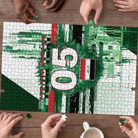 Custom Iraq Football Puzzle Modern Glitch Art Style Lion Symbolism