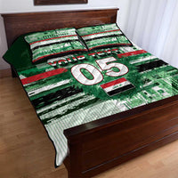 Custom Iraq Football Quilt Bed Set Modern Glitch Art Style Lion Symbolism