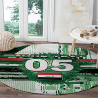 Custom Iraq Football Round Carpet Modern Glitch Art Style Lion Symbolism