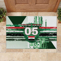 Custom Iraq Football Rubber Doormat Modern Glitch Art Style Lion Symbolism