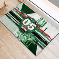 Custom Iraq Football Rubber Doormat Modern Glitch Art Style Lion Symbolism