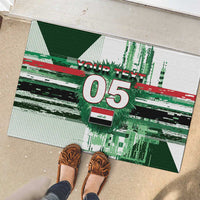 Custom Iraq Football Rubber Doormat Modern Glitch Art Style Lion Symbolism