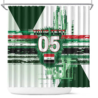 Custom Iraq Football Shower Curtain Modern Glitch Art Style Lion Symbolism