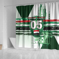 Custom Iraq Football Shower Curtain Modern Glitch Art Style Lion Symbolism