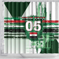 Custom Iraq Football Shower Curtain Modern Glitch Art Style Lion Symbolism