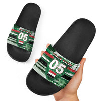 Custom Iraq Football Slide Sandals Modern Glitch Art Style Lion Symbolism