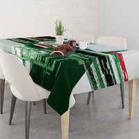 Custom Iraq Football Tablecloth Modern Glitch Art Style Lion Symbolism