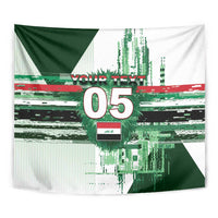 Custom Iraq Football Tapestry Modern Glitch Art Style Lion Symbolism