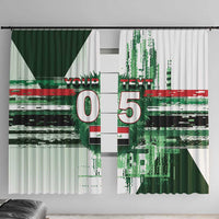 Custom Iraq Football Window Curtain Modern Glitch Art Style Lion Symbolism
