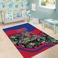 Personalized Haiti Area Rug Tropical Hibiscus Flowers