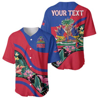 Personalized Haiti Baseball Jersey Tropical Hibiscus Flowers DT05