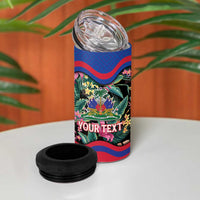 Personalized Haiti 4 in 1 Can Cooler Tumbler Tropical Hibiscus Flowers