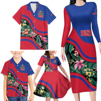 Personalized Haiti Family Matching Long Sleeve Bodycon Dress and Hawaiian Shirt Tropical Hibiscus Flowers DT05