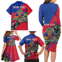 Personalized Haiti Family Matching Long Sleeve Bodycon Dress and Hawaiian Shirt Tropical Hibiscus Flowers DT05