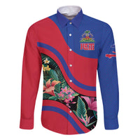 Personalized Haiti Family Matching Off The Shoulder Long Sleeve Dress and Hawaiian Shirt Tropical Hibiscus Flowers DT05