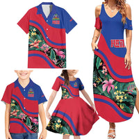 Personalized Haiti Family Matching Summer Maxi Dress and Hawaiian Shirt Tropical Hibiscus Flowers DT05