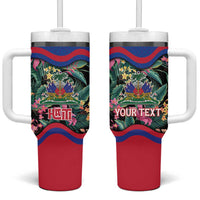 Personalized Haiti Tumbler With Handle Tropical Hibiscus Flowers