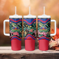 Personalized Haiti Tumbler With Handle Tropical Hibiscus Flowers