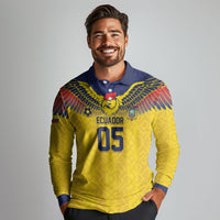Custom Ecuador Football Long Sleeve Polo Shirt Andean Condor Unique Style