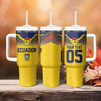 Custom Ecuador Football Tumbler With Handle Andean Condor Unique Style