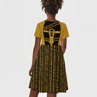 Egypt Sistrum Kid Short Sleeve Dress Ancient Mythology Sacred Rattling Instrument