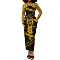 Egypt Sistrum Long Sleeve Bodycon Dress Ancient Mythology Sacred Rattling Instrument
