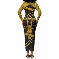 Egypt Sistrum Long Sleeve Bodycon Dress Ancient Mythology Sacred Rattling Instrument