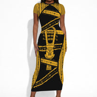 Egypt Sistrum Short Sleeve Bodycon Dress Ancient Mythology Sacred Rattling Instrument