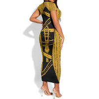 Egypt Sistrum Short Sleeve Bodycon Dress Ancient Mythology Sacred Rattling Instrument