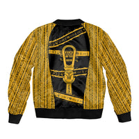 Egypt Sistrum Sleeve Zip Bomber Jacket Ancient Mythology Sacred Rattling Instrument