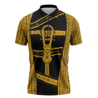 Egypt Sistrum Zipper Polo Shirt Ancient Mythology Sacred Rattling Instrument
