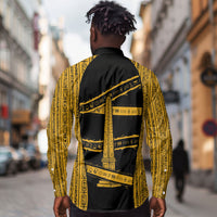 Egypt Obelisk Long Sleeve Button Shirt Ancient Mythology Sacred Sun Pillar