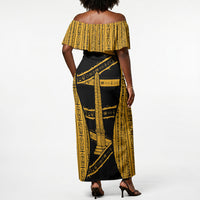 Egypt Obelisk Off Shoulder Maxi Dress Ancient Mythology Sacred Sun Pillar