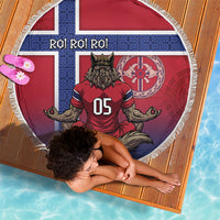 Custom Norway Football Beach Blanket Ro Ro Meditating Viking Wolf