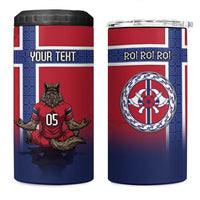 Custom Norway Football 4 in 1 Can Cooler Tumbler Ro Ro Meditating Viking Wolf