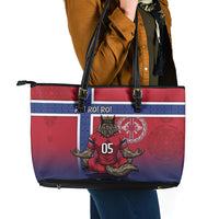 Custom Norway Football Leather Tote Bag Ro Ro Meditating Viking Wolf