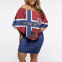 Custom Norway Football Off Shoulder Short Dress Ro Ro Meditating Viking Wolf