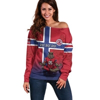 Custom Norway Football Off Shoulder Sweater Ro Ro Meditating Viking Wolf