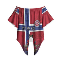 Custom Norway Football Off Shoulder Wrap Waist Top Ro Ro Meditating Viking Wolf