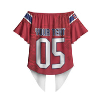 Custom Norway Football Off Shoulder Wrap Waist Top Ro Ro Meditating Viking Wolf