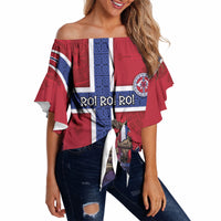Custom Norway Football Off Shoulder Wrap Waist Top Ro Ro Meditating Viking Wolf