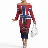 Custom Norway Football Off The Shoulder Long Sleeve Dress Ro Ro Meditating Viking Wolf