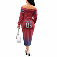 Custom Norway Football Off The Shoulder Long Sleeve Dress Ro Ro Meditating Viking Wolf