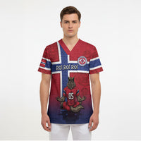 Custom Norway Football Scrub Top Ro Ro Meditating Viking Wolf