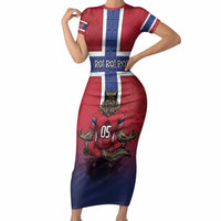 Custom Norway Football Short Sleeve Bodycon Dress Ro Ro Meditating Viking Wolf